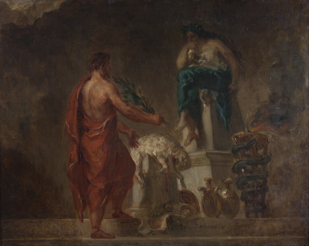 "Lycurgus Consulting the Pythia", a 19th-century painting by Eugene Delacroix.